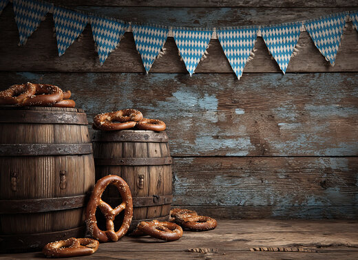 Brezel und bayerische Girlanden